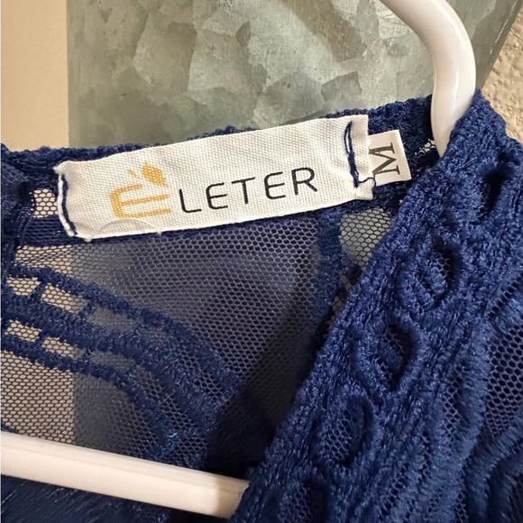 Boutique Navy Lace Maxi Dress with Sheer Details - Picture 6 of 6